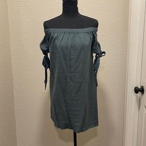Lulu's Teal Off-Shoulder Dress